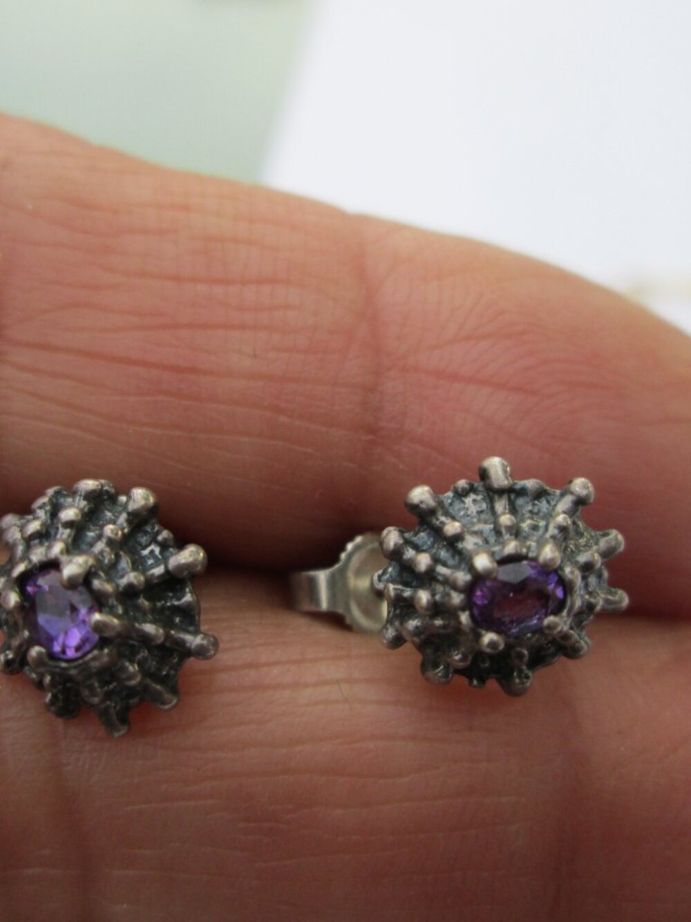 James Avery Amethyst stud sterling earrings rare firm price 60.00 - Picture 2 of 7